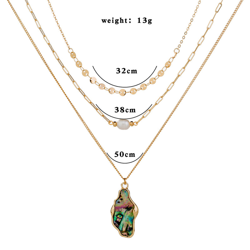 Fashion Personality Natural Pearl Necklace woman simple assorted abalone Shell multi-layer chain accessories
