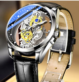 Men Watch Skeleton Automatic Quartz Watch Gold