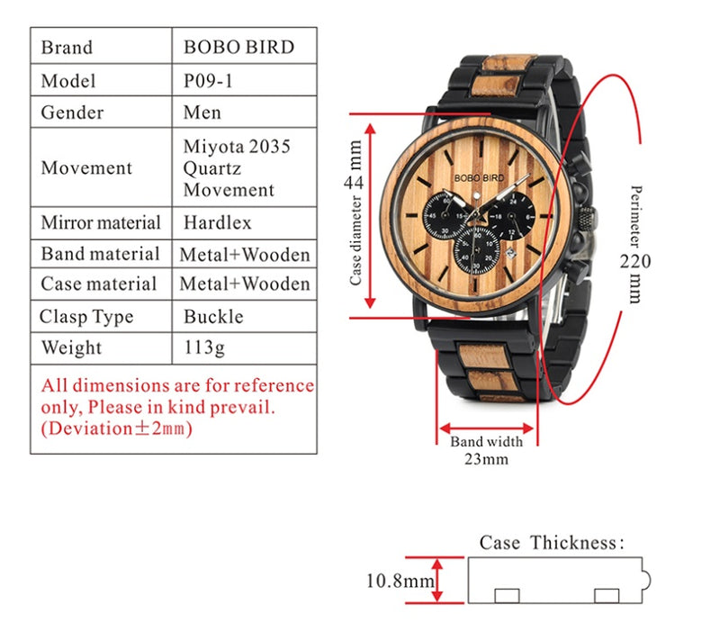 BOBO BIRD Wooden Men Watches Relogio Masculino