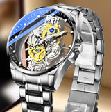 Men Watch Skeleton Automatic Quartz Watch Gold