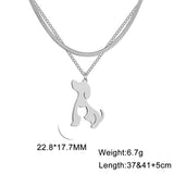 Unift Double Layer Stainless Steel Necklace For Woman Snake Chain Animal Bear Fox Dolphin Dog Pendant Fashion Jewelry Accessory