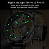 Men Watch Skeleton Automatic Quartz Watch Gold