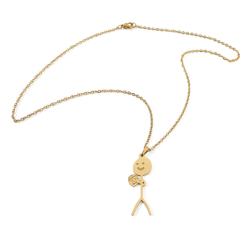 Funny Design Sense Basketball Little Man Necklace Fashion