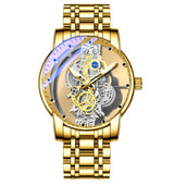 Men Watch Skeleton Automatic Quartz Watch Gold