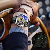 Men Watch Skeleton Automatic Quartz Watch Gold