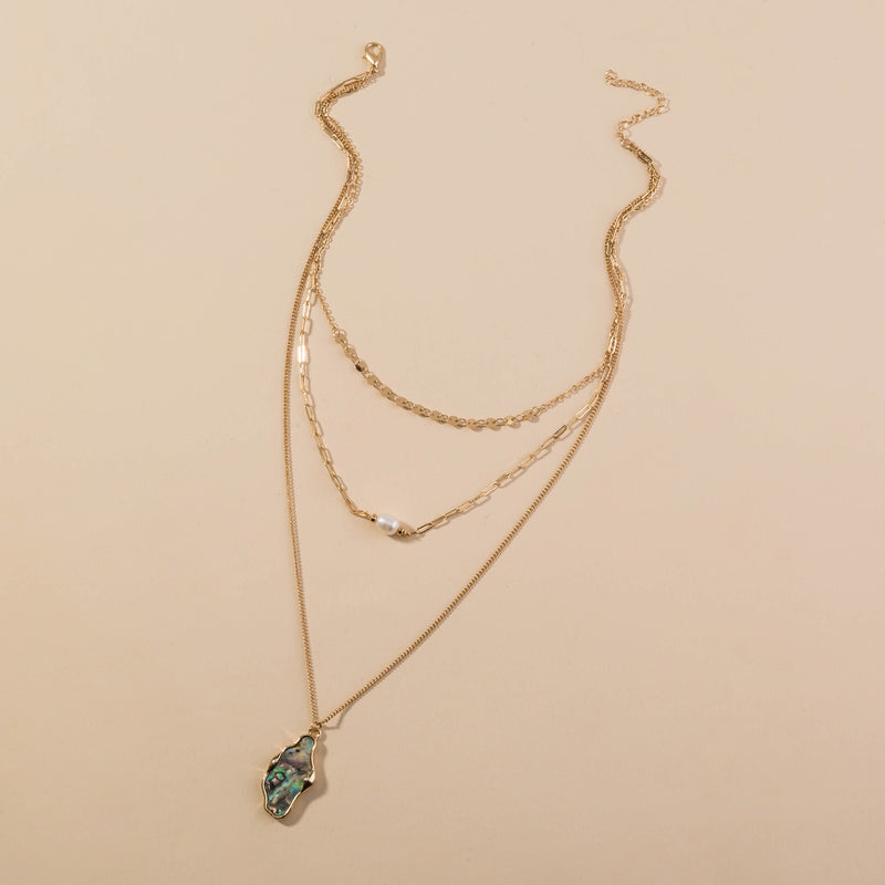 Fashion Personality Natural Pearl Necklace woman simple assorted abalone Shell multi-layer chain accessories
