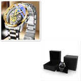 Men Watch Skeleton Automatic Quartz Watch Gold