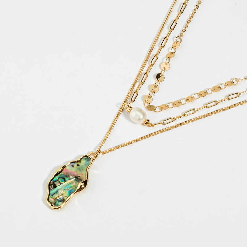 Fashion Personality Natural Pearl Necklace woman simple assorted abalone Shell multi-layer chain accessories